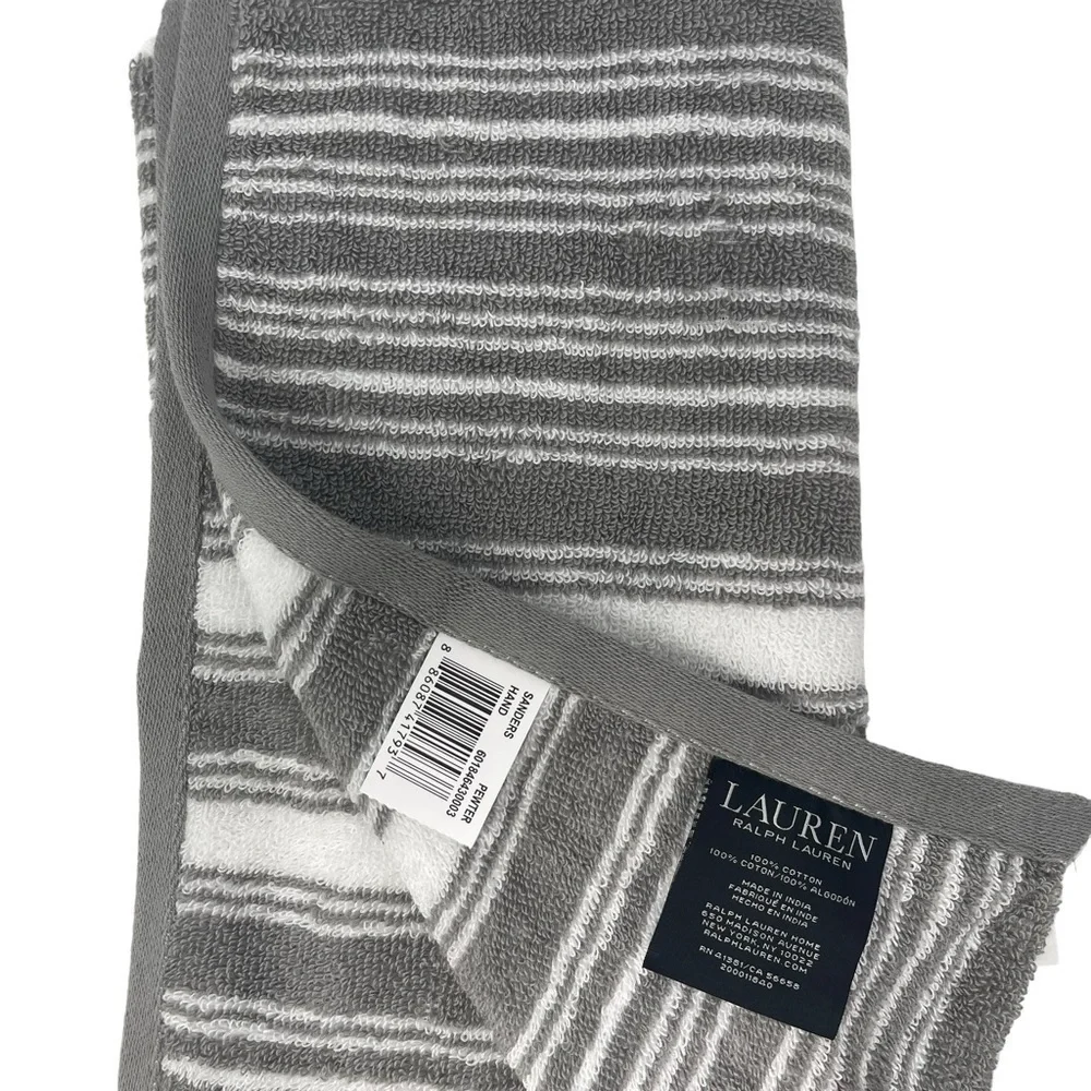 Lauren Ralph Lauren Sanders Pewter Hand Towel & 1 Wash cloth Set NWT